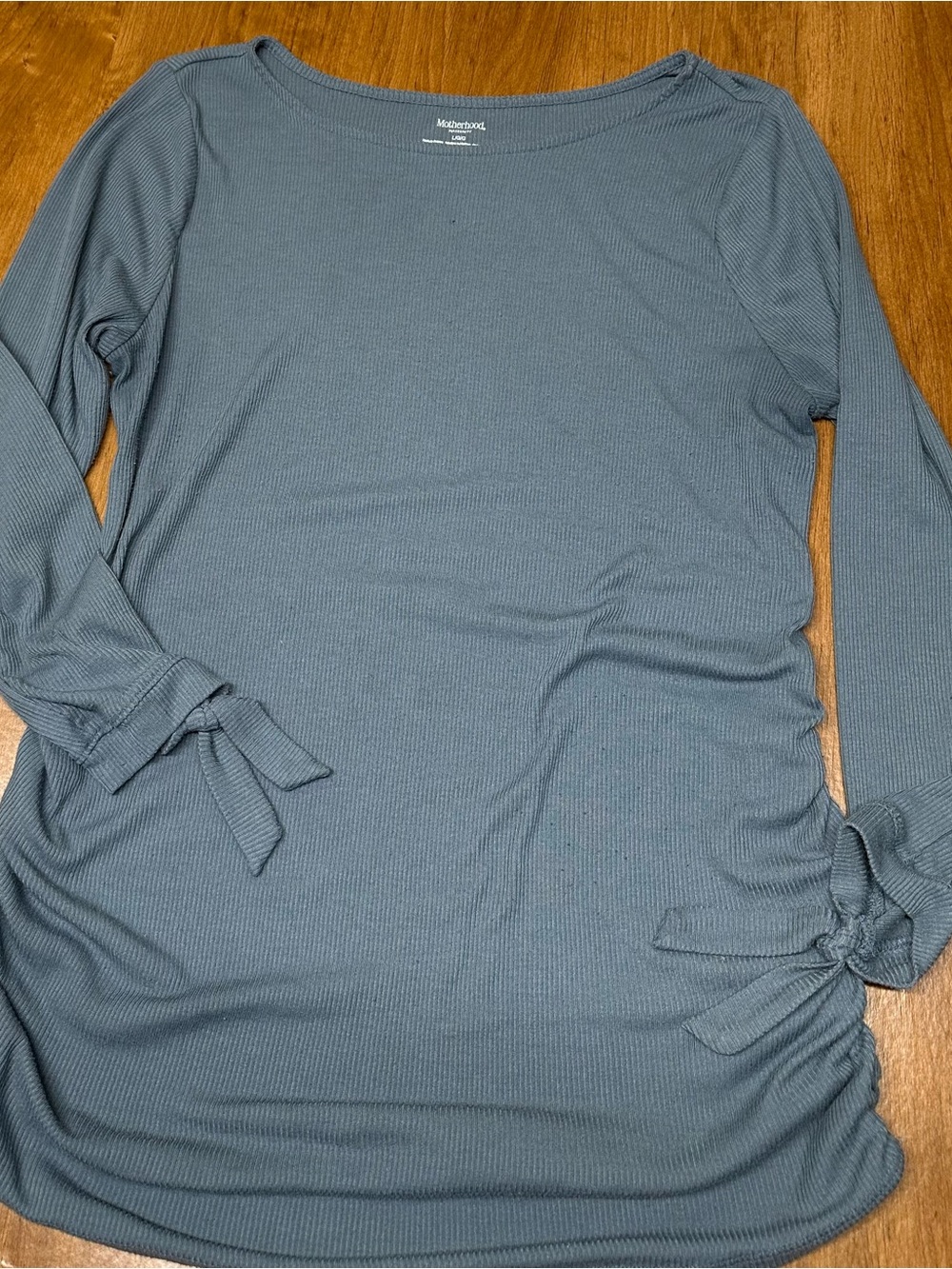 Motherhood Maternity Slate Blue Long-Sleeve Tie-Side Top